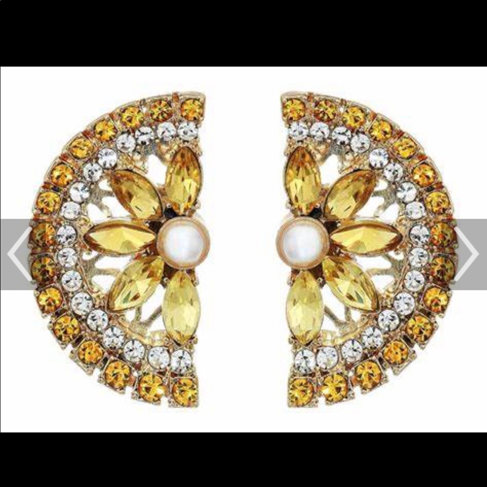 Betsey Johnson Lemon 🍋 Slice Rhinestone Button Earrings NWT - Picture 6 of 9